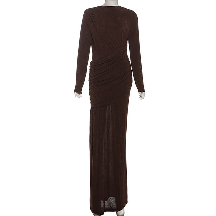 שמלת מקסי בעיצוב כיווצים וקיפולים - קסנדרה