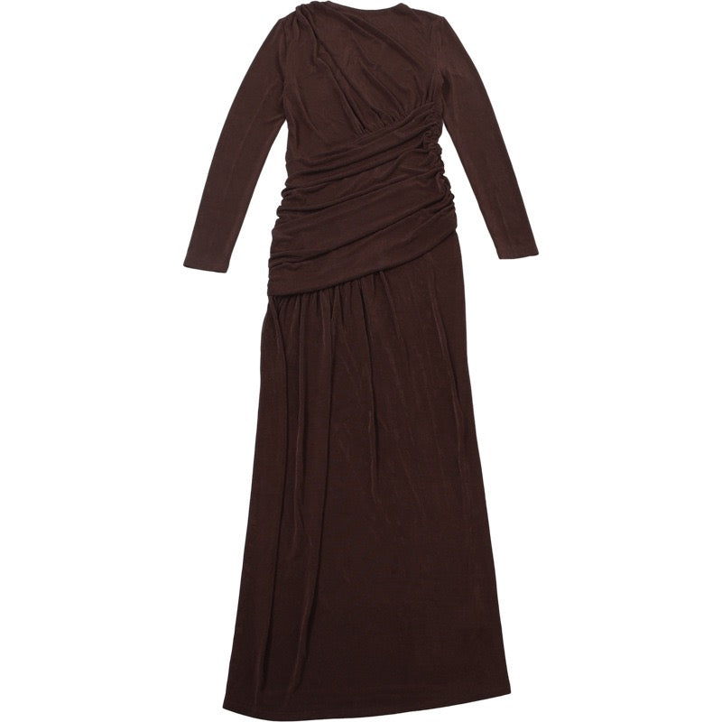 שמלת מקסי בעיצוב כיווצים וקיפולים - קסנדרה