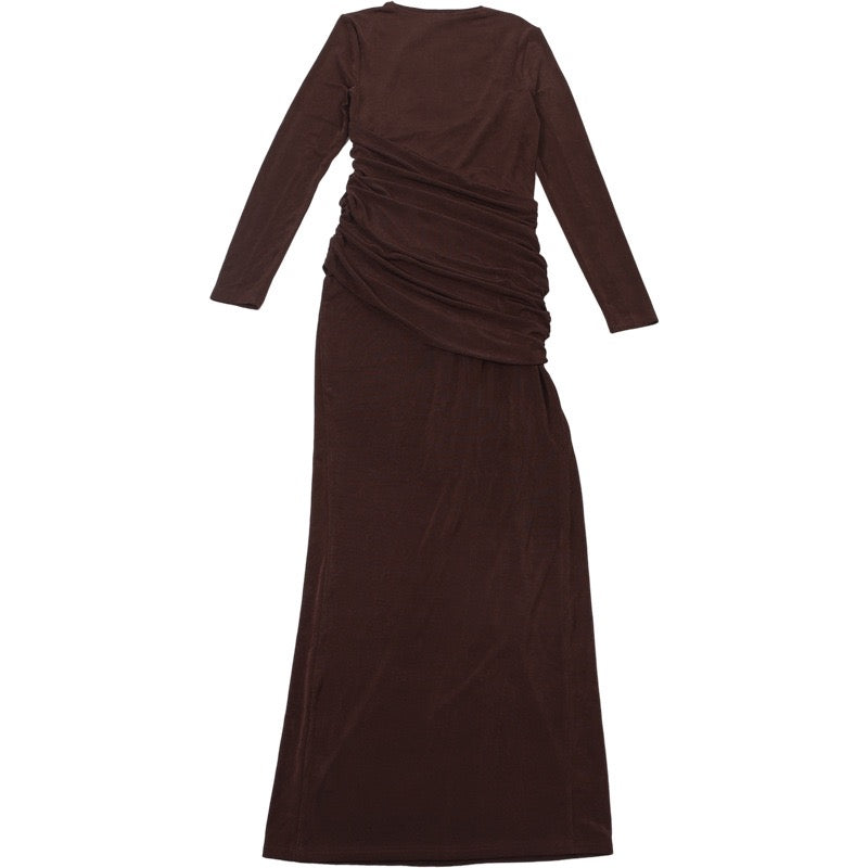 שמלת מקסי בעיצוב כיווצים וקיפולים - קסנדרה