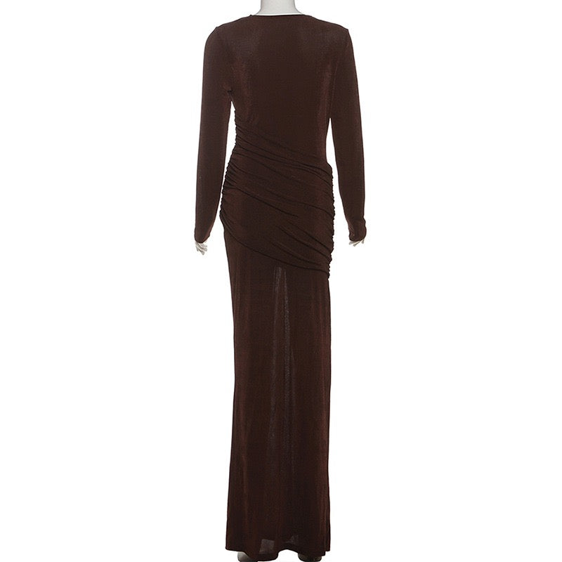 שמלת מקסי בעיצוב כיווצים וקיפולים - קסנדרה