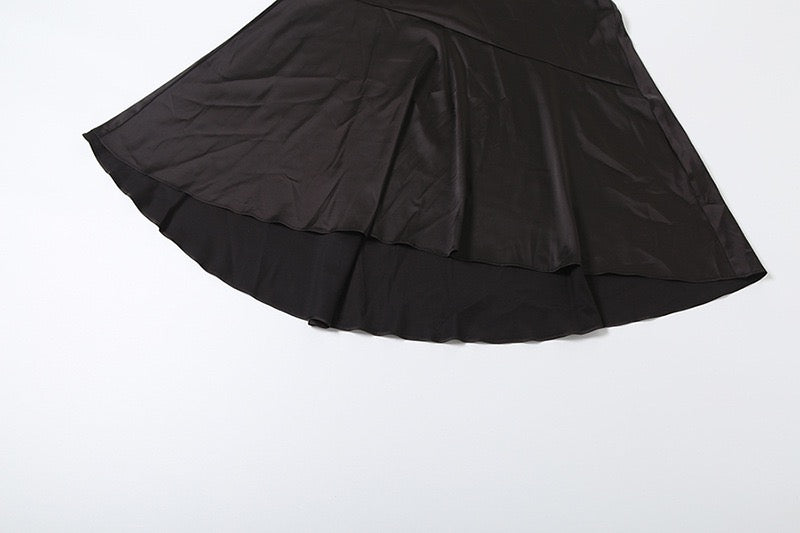 שמלת מקסי סאטן קולר גב פתוח בגזרת בת הים - ארנה