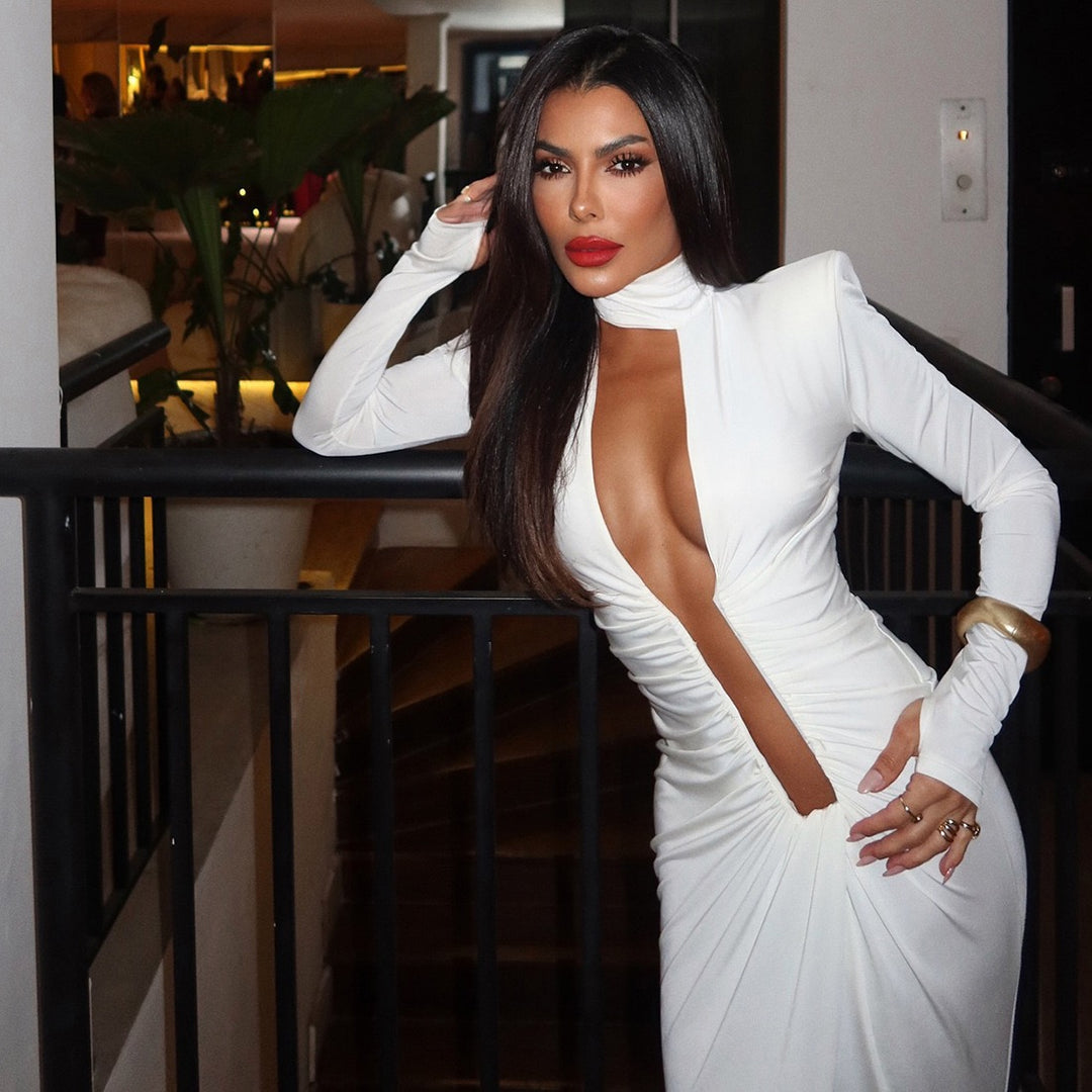 שמלת מקסי קולר בעיצוב פתח ושסע - Almor