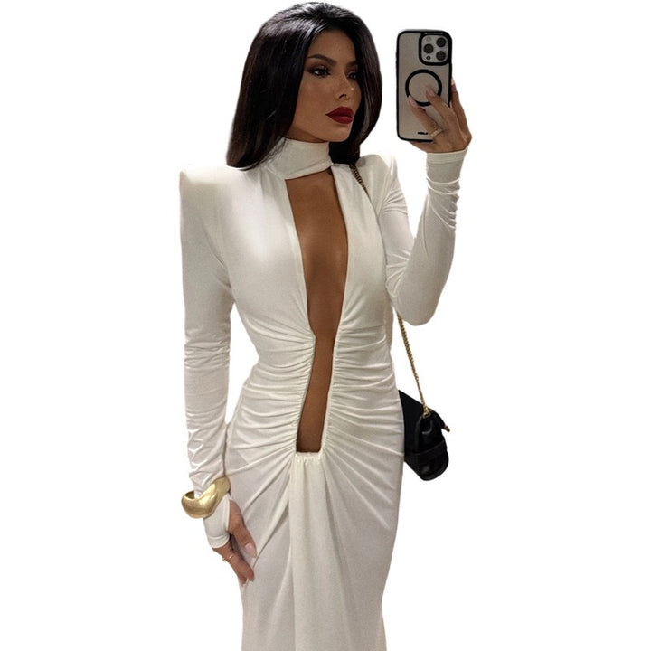 שמלת מקסי קולר בעיצוב פתח ושסע - Almor