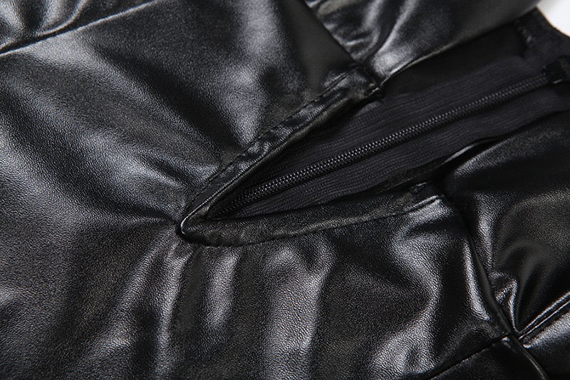 שמלת סטרפלס מידי דמוי עור - ERI