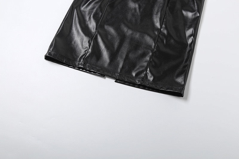 שמלת סטרפלס מידי דמוי עור - ERI