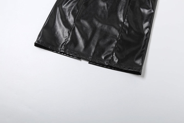 שמלת סטרפלס מידי דמוי עור - ERI