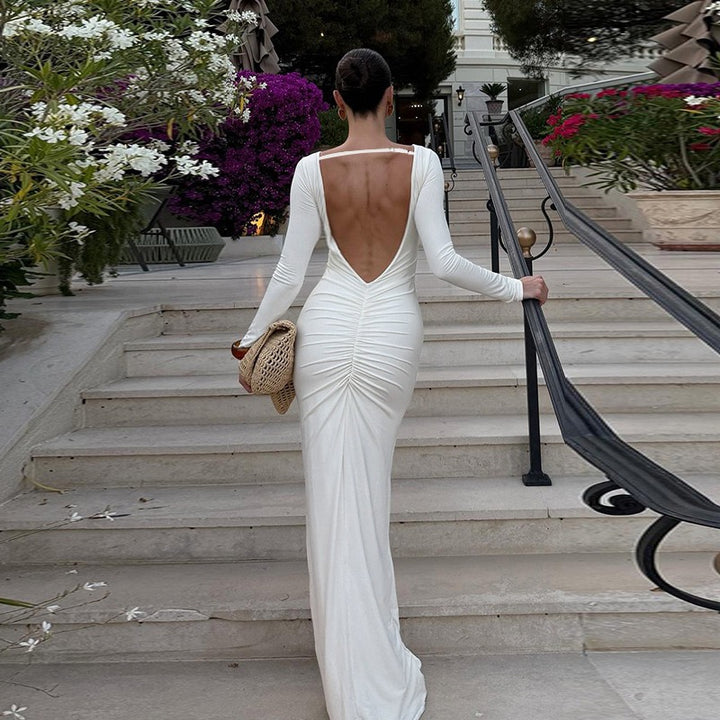 שמלת מקסי בעיצוב כיווצים - שי