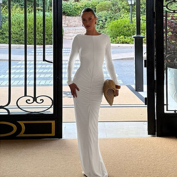 שמלת מקסי בעיצוב כיווצים - שי