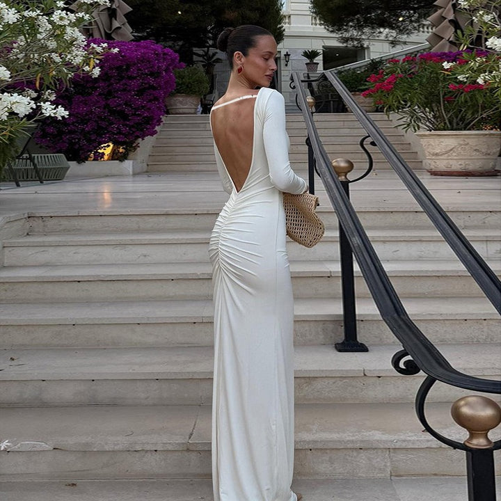 שמלת מקסי בעיצוב כיווצים - שי