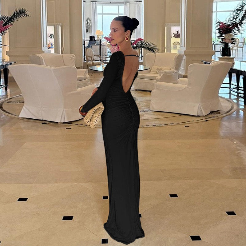 שמלת מקסי בעיצוב כיווצים - שי