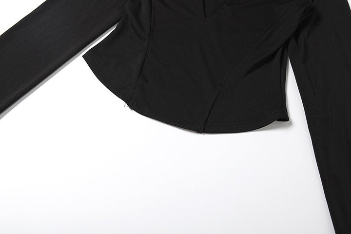 סט שני חלקים טופ וחצאית מיני בעיטור צעיף תואם - רוז