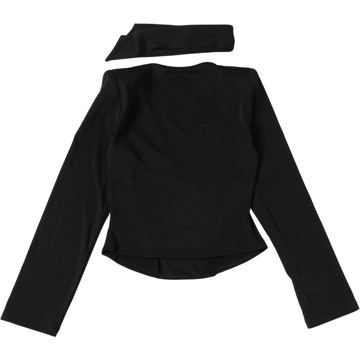 סט שני חלקים טופ וחצאית מיני בעיטור צעיף תואם - רוז