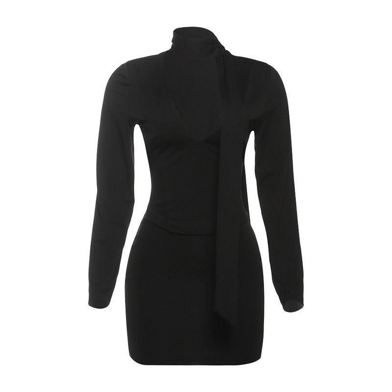 סט שני חלקים טופ וחצאית מיני בעיטור צעיף תואם - רוז