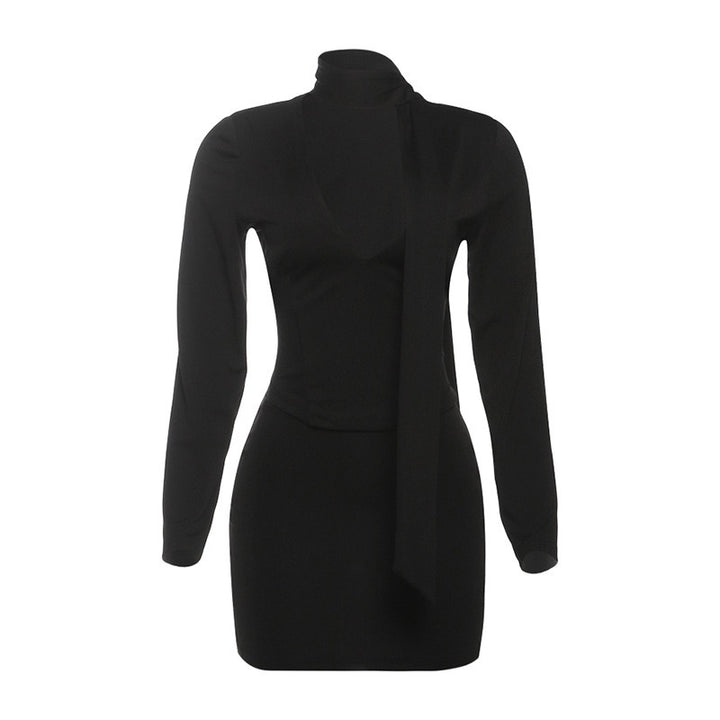 סט שני חלקים טופ וחצאית מיני בעיטור צעיף תואם - רוז