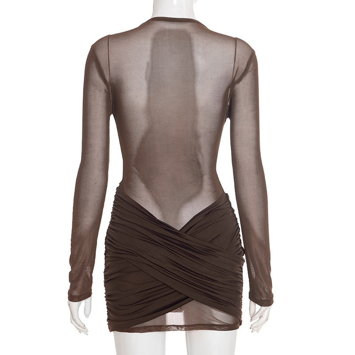 שמלת מיני רשת בעיצוב כיווצים - סטאר