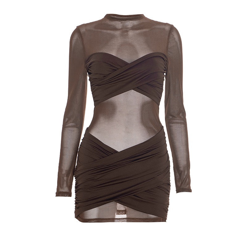 שמלת מיני רשת בעיצוב כיווצים - סטאר