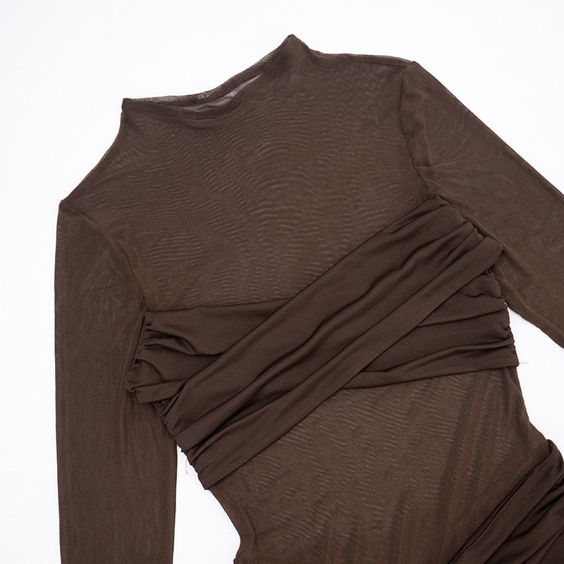 שמלת מיני רשת בעיצוב כיווצים - סטאר