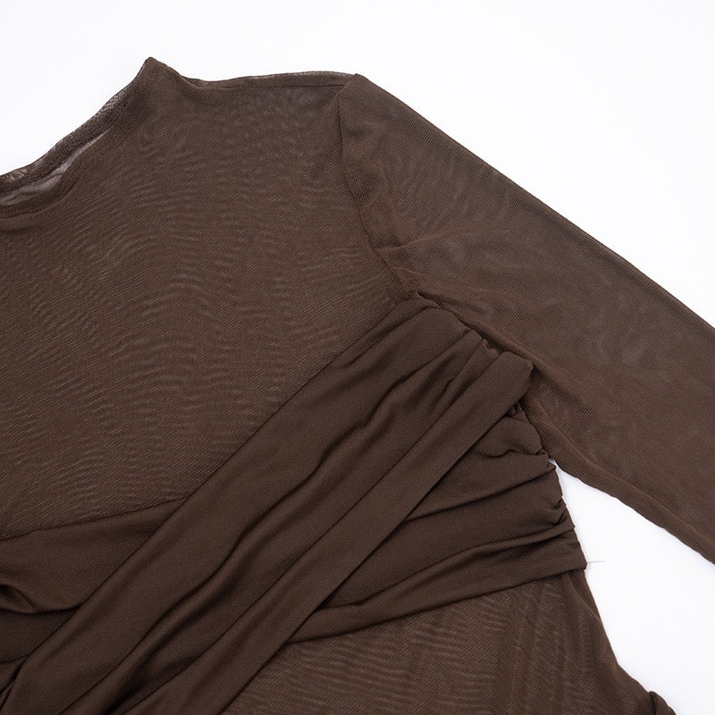 שמלת מיני רשת בעיצוב כיווצים - סטאר