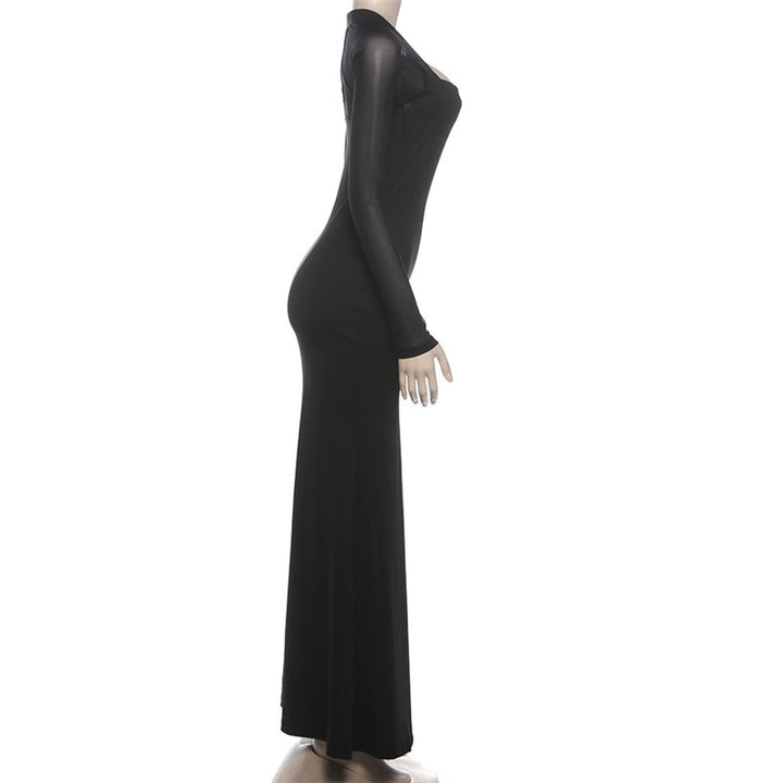 שמלת מקסי בד מחטב בעיצוב שסע שרוולי שיפון - פולה