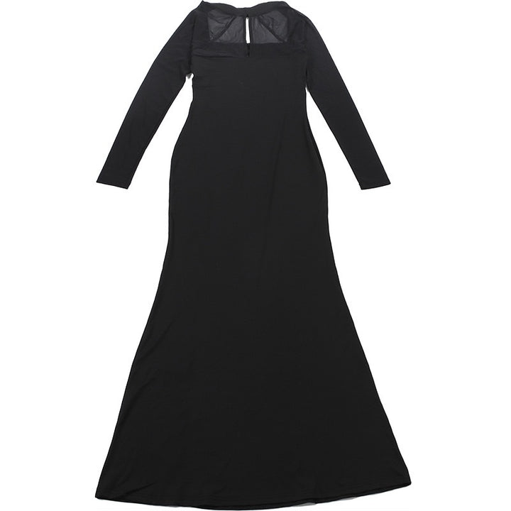 שמלת מקסי בד מחטב בעיצוב שסע שרוולי שיפון - פולה