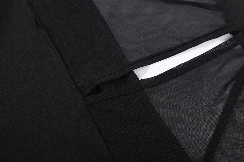 שמלת מקסי בד מחטב בעיצוב שסע שרוולי שיפון - פולה