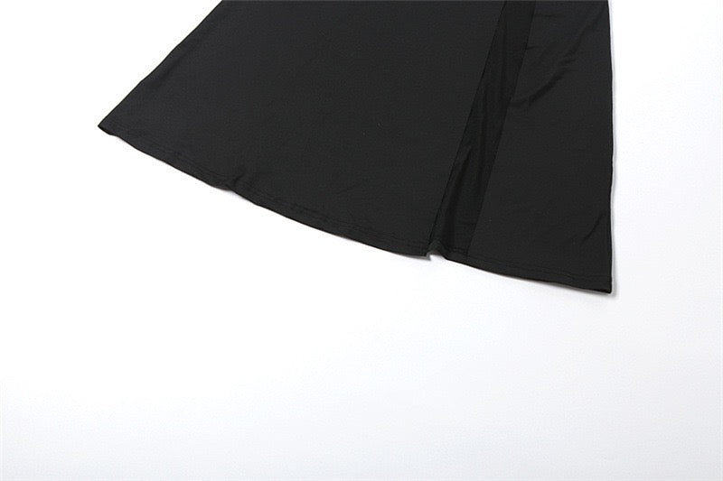 שמלת מקסי בד מחטב בעיצוב שסע שרוולי שיפון - פולה