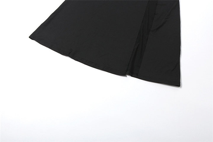 שמלת מקסי בד מחטב בעיצוב שסע שרוולי שיפון - פולה