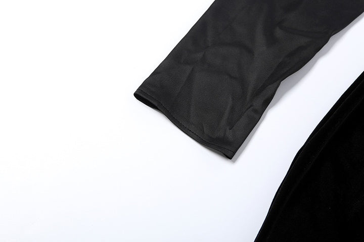 שמלת מקסי קטיפה בעיצוב כתפיים חשופות בעיטור סאטן - קאמיל