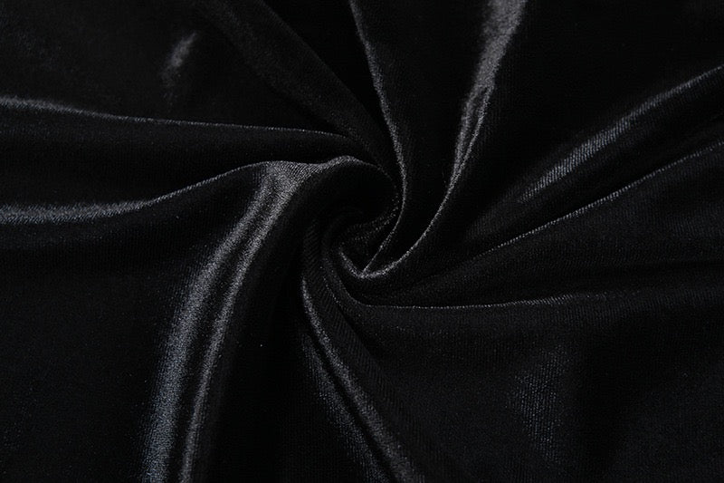 שמלת מקסי קטיפה בעיצוב כתפיים חשופות בעיטור סאטן - קאמיל