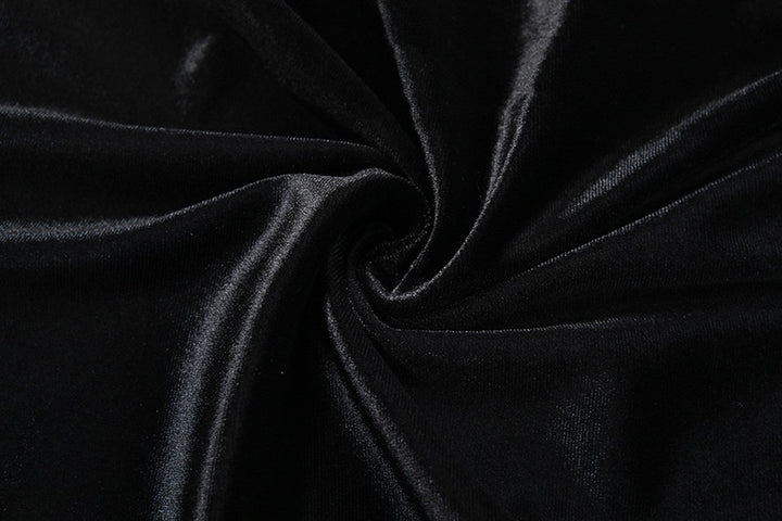 שמלת מקסי קטיפה בעיצוב כתפיים חשופות בעיטור סאטן - קאמיל