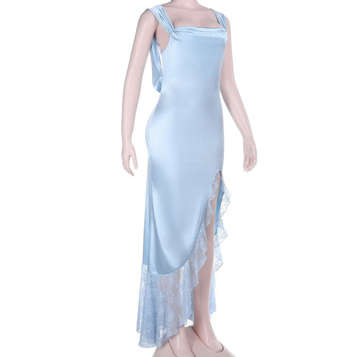 שמלת מקסי סאטן בעיטור תחרה - ANGEL