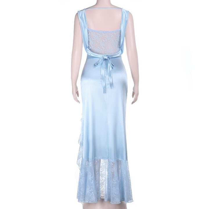 שמלת מקסי סאטן בעיטור תחרה - ANGEL