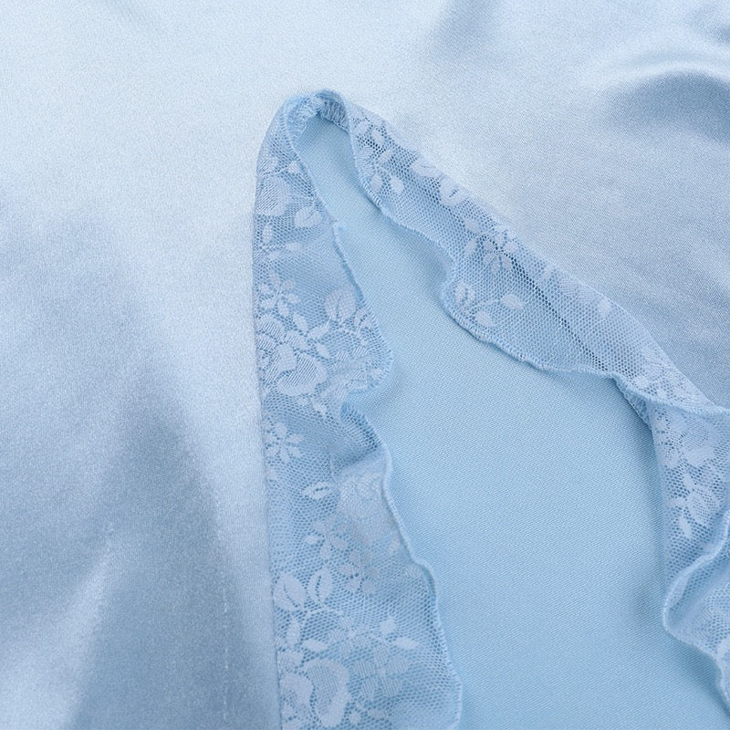 שמלת מקסי סאטן בעיטור תחרה - ANGEL