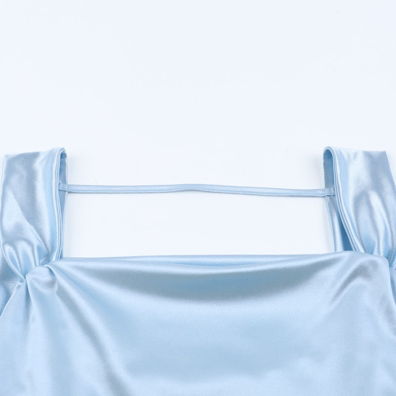 שמלת מקסי סאטן בעיטור תחרה - ANGEL