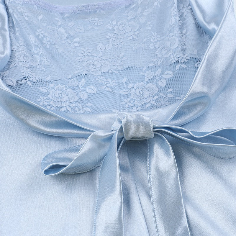 שמלת מקסי סאטן בעיטור תחרה - ANGEL