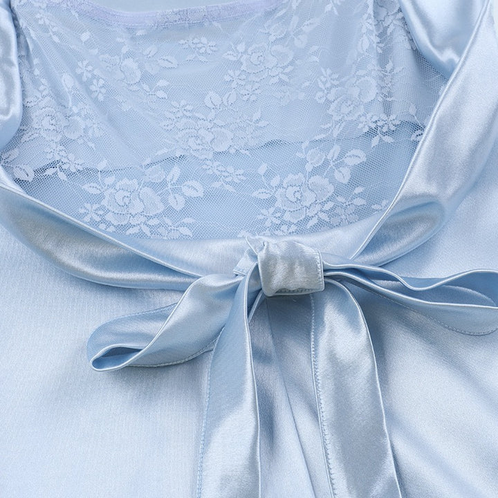 שמלת מקסי סאטן בעיטור תחרה - ANGEL