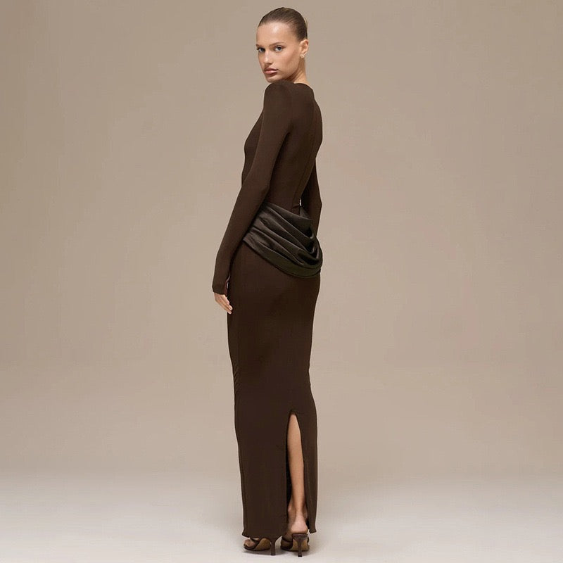 שמלת מקסי בעיצוב קיפולי סאטן - ניה