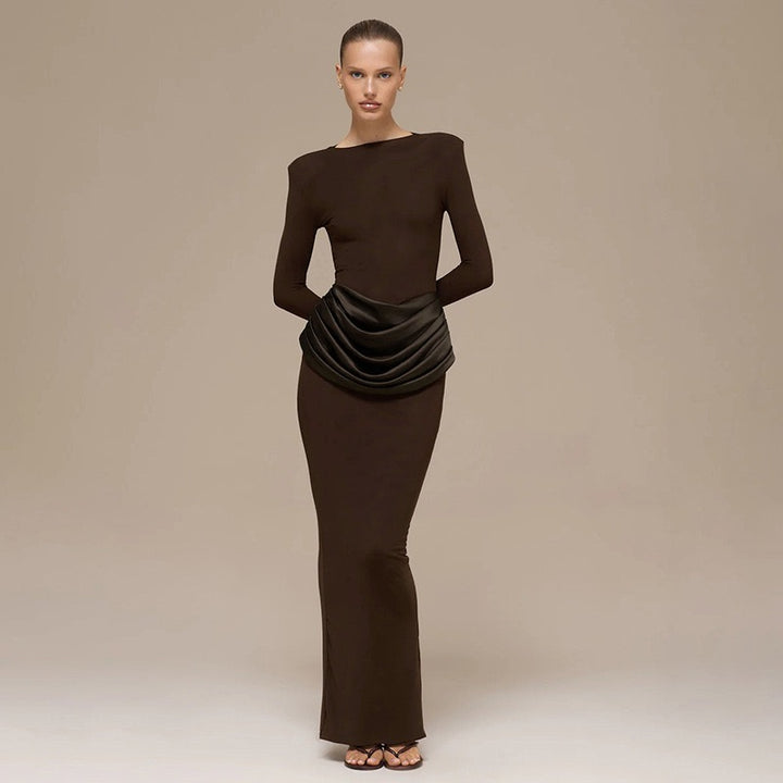 שמלת מקסי בעיצוב קיפולי סאטן - ניה