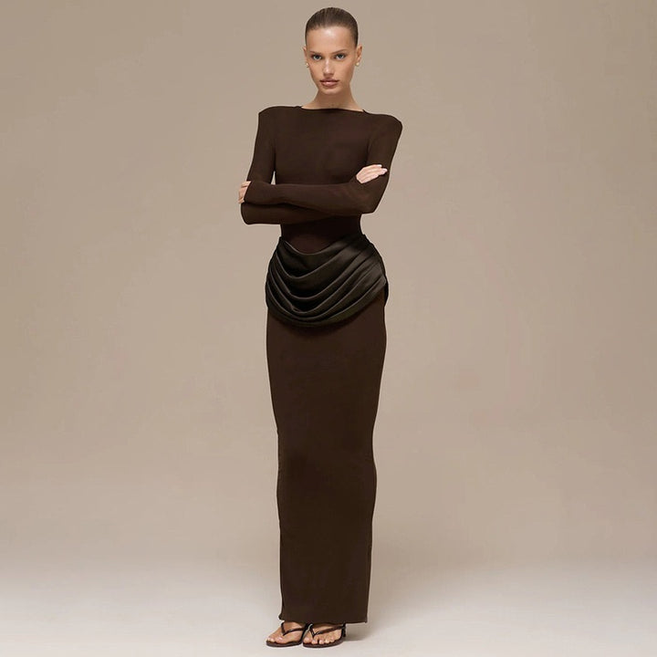 שמלת מקסי בעיצוב קיפולי סאטן - ניה