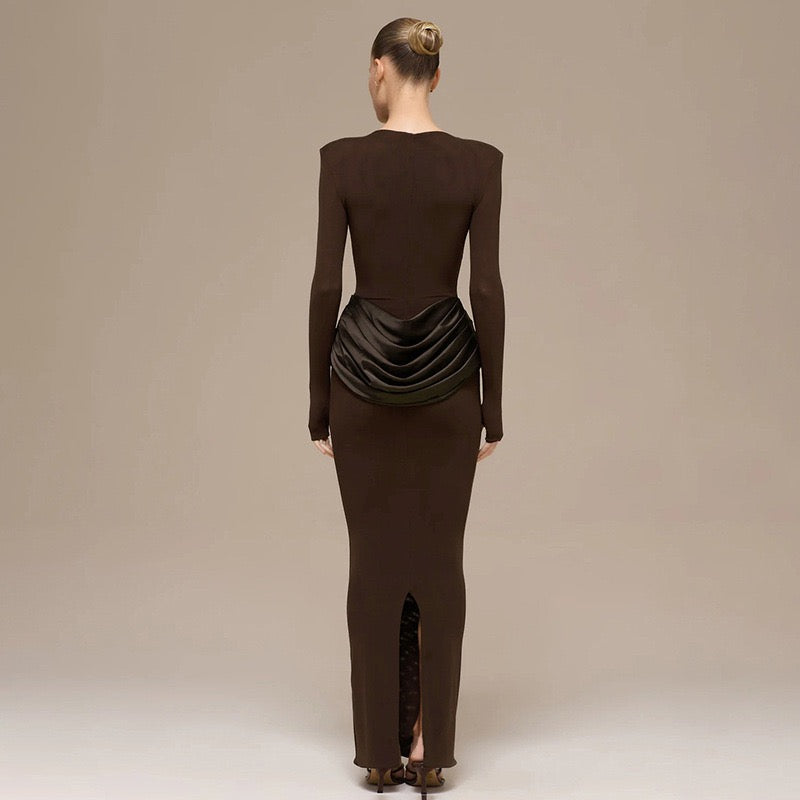 שמלת מקסי בעיצוב קיפולי סאטן - ניה