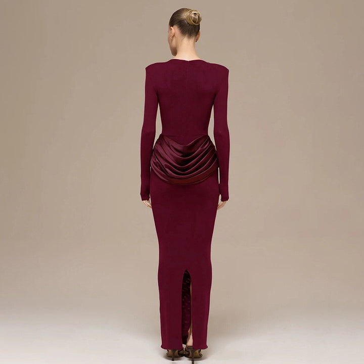 שמלת מקסי בעיצוב קיפולי סאטן - ניה