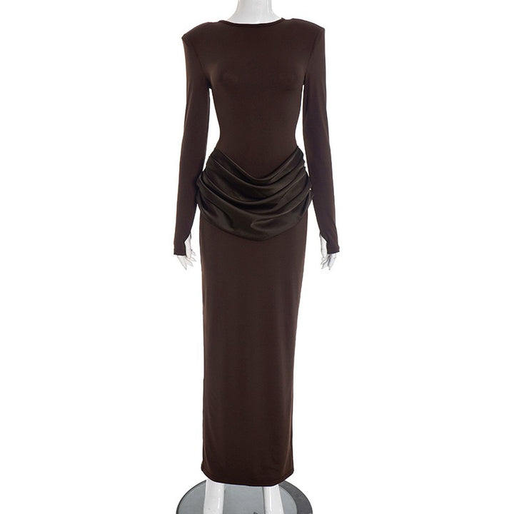 שמלת מקסי בעיצוב קיפולי סאטן - ניה