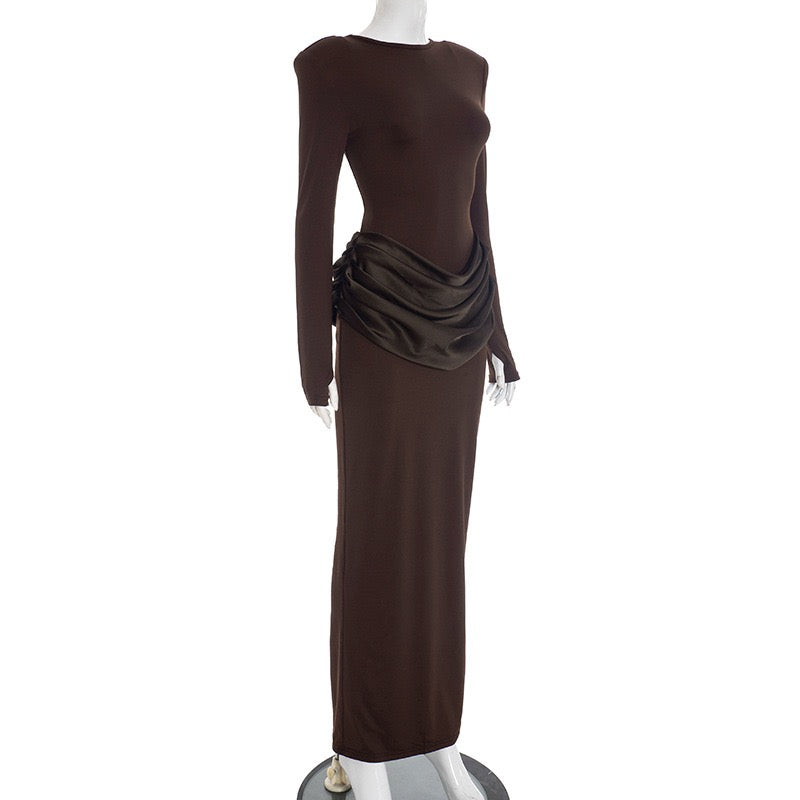 שמלת מקסי בעיצוב קיפולי סאטן - ניה