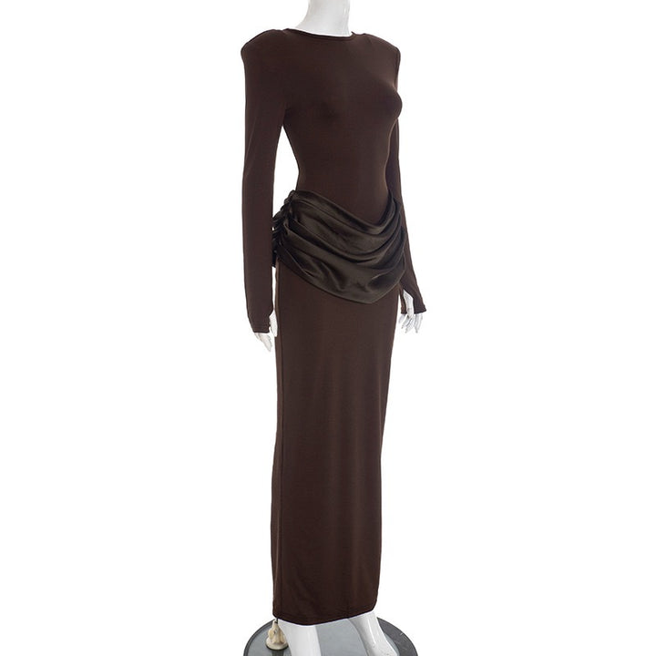 שמלת מקסי בעיצוב קיפולי סאטן - ניה