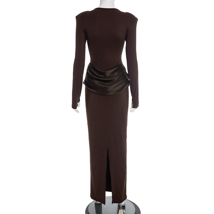 שמלת מקסי בעיצוב קיפולי סאטן - ניה