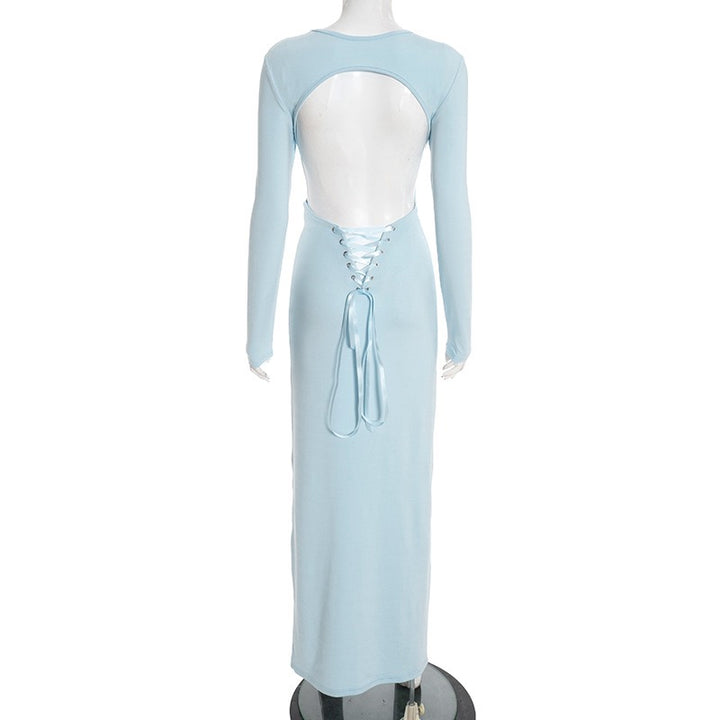 שמלת מקסי גב פתוח בעיטור קשירה - עדיאל