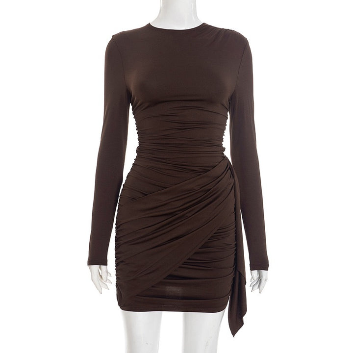 שמלת מיני בעיצוב כיווצים וקיפולים - נוי