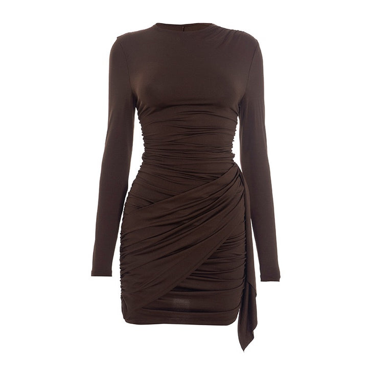 שמלת מיני בעיצוב כיווצים וקיפולים - נוי