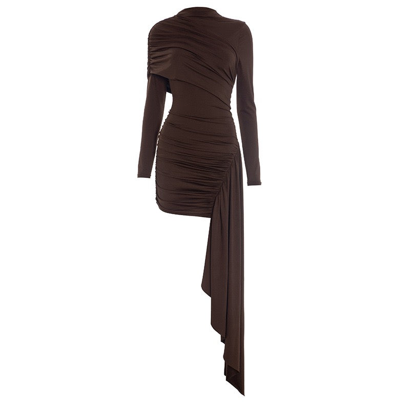 שמלת מיני בעיצוב כיווצים ושובל - דר