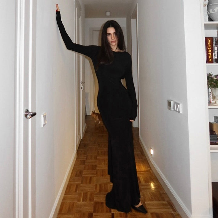 שמלת מקסי גב פתוח בעיטור שרשרת - נוריאל